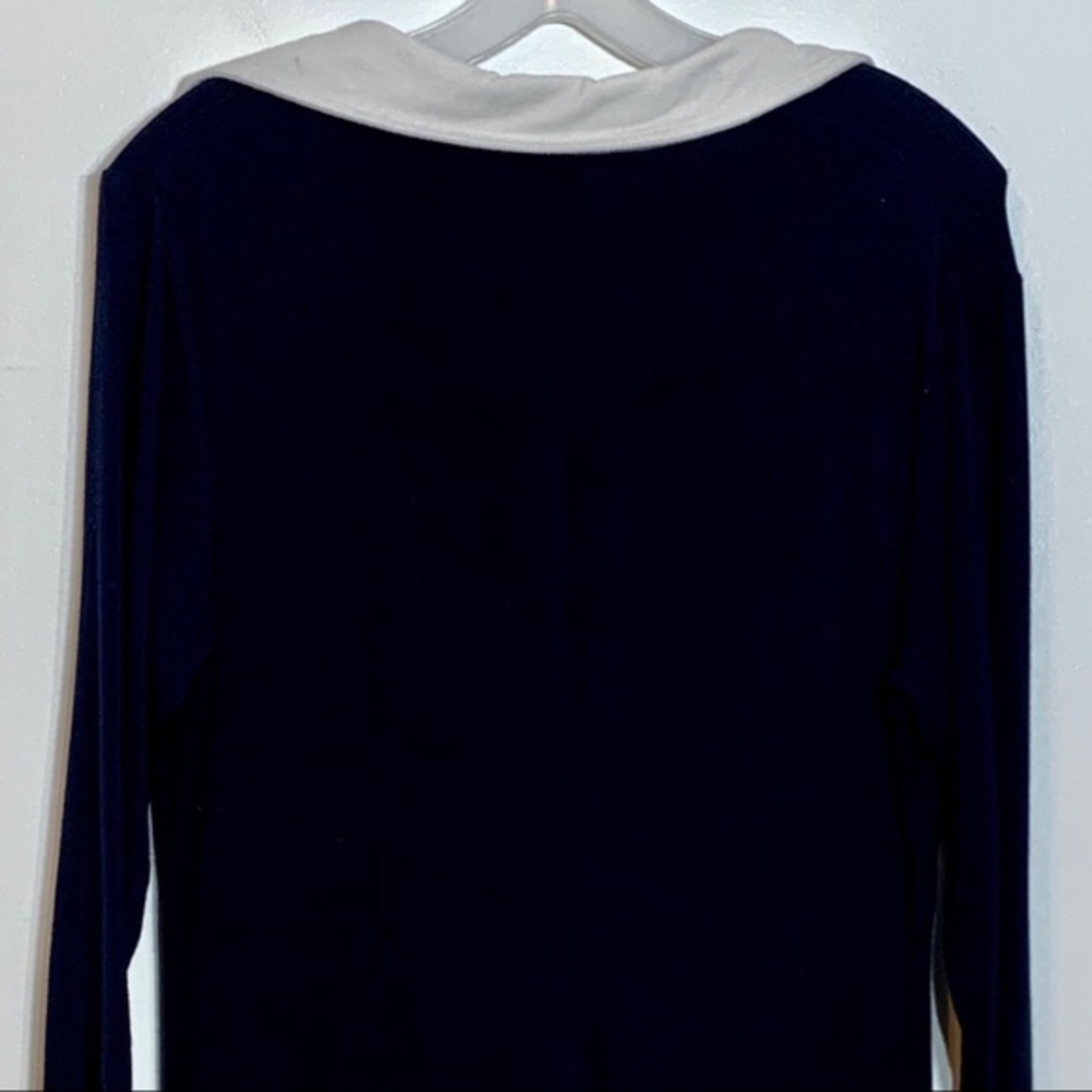 EUC Joan Vass navy/white long sleeve sheath‎ dress - Picture 6 of 7